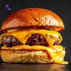 burgeri, jossa on juustoa ja pihvi