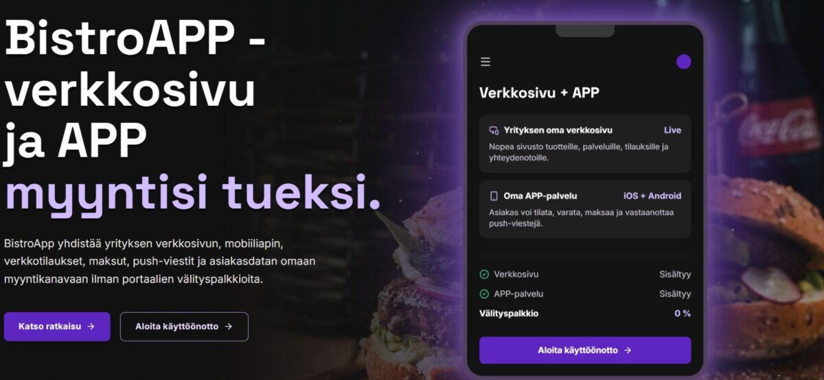 Ravintolan oma mobiiliappi: miksi se kannattaa rakentaa verkkotilauksen rinnalle?